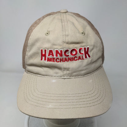 Hancock Mechanical Strapback Trucker Hat Tan OSFM Mesh Back Outdoor Cap
