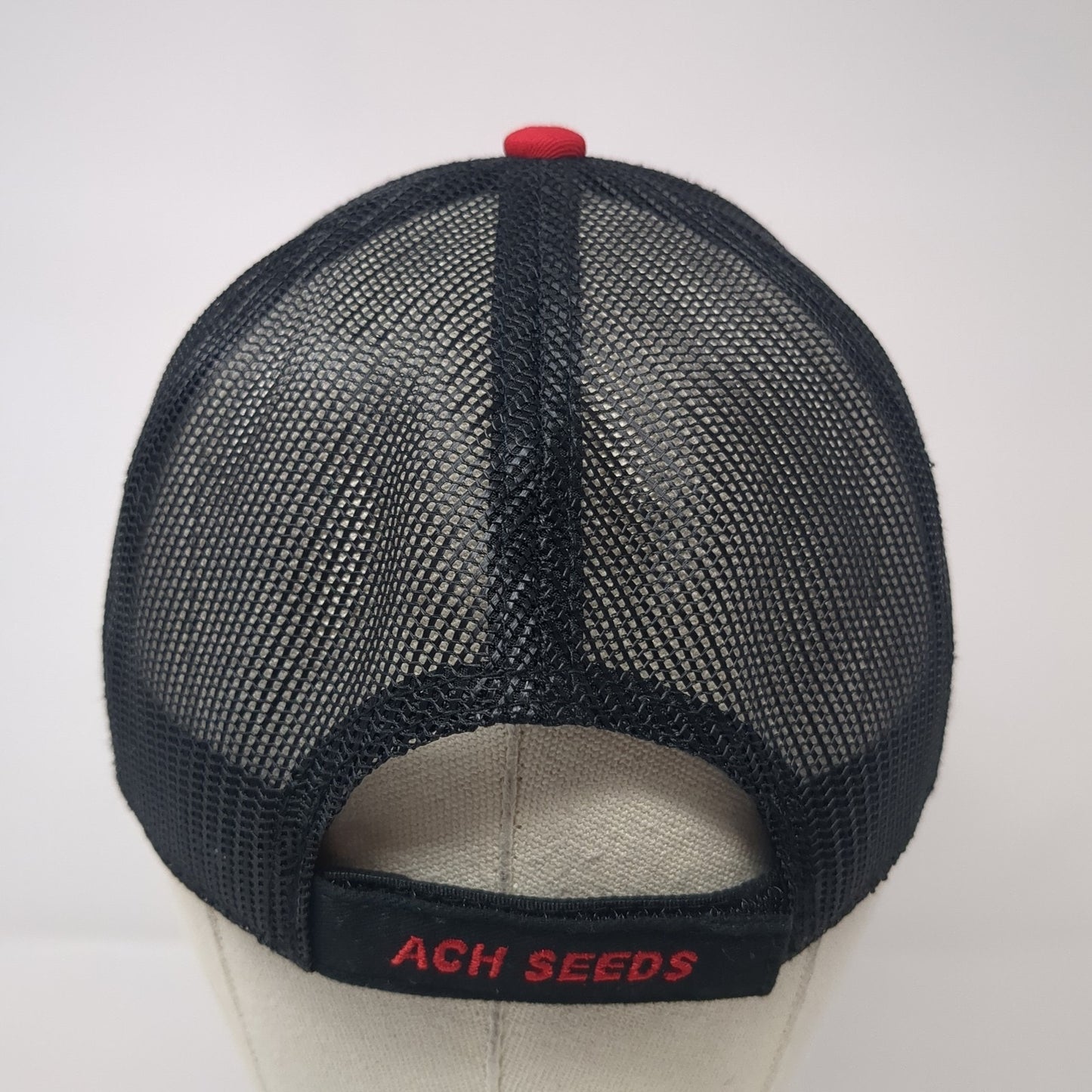 ACH Seeds Logo Strapback Trucker Hat Red One Size Mesh Back Embroidered