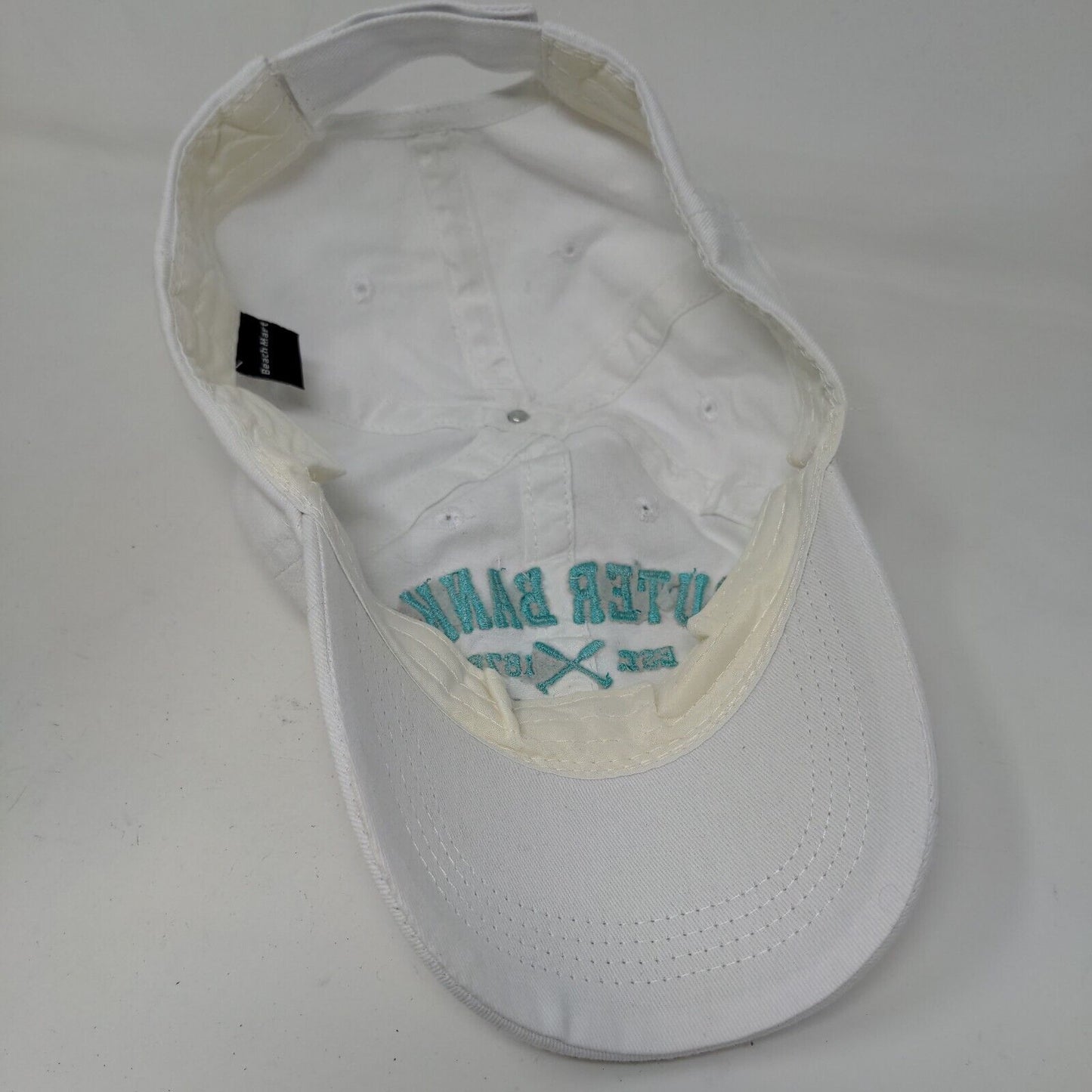 Beach Mart Men's Strapback Hat White SZ Small Embroidered Outer Banks N Carolina