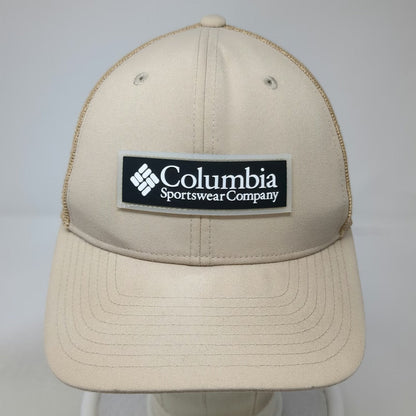 Columbia Trucker Hat Beige One Size Mesh Snapback Patch Logo Polyester Trail