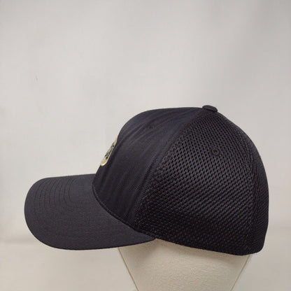 Acco Fitted Trucker Hat Black S/M Flexfit Embroidered Mesh Back 6 Panel Yupoong
