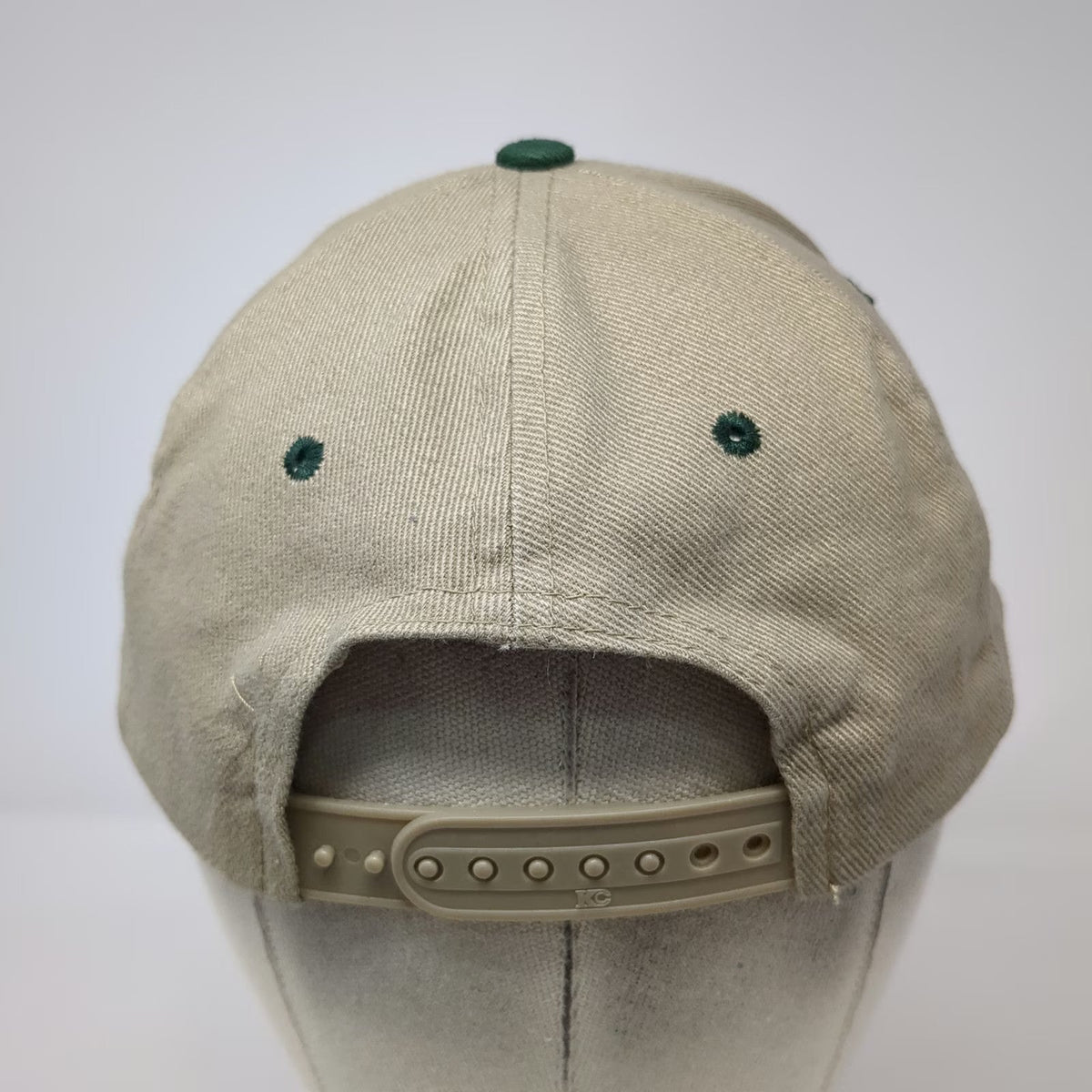 KC Snapback Beige Green One Size Enjoy Coca-Cola Logo Two Tone 6 Panel Hat
