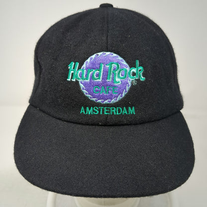 Hard Rock Cafe Baseball Cap Black One Size Amsterdam Wool Slideback Logo Hat