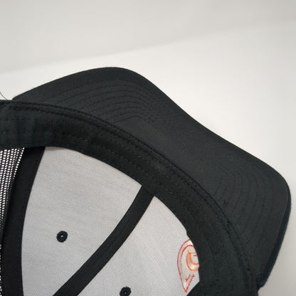 Yupoong Snapback Trucker Hat Black One Size Embroidered Logo Mesh Back