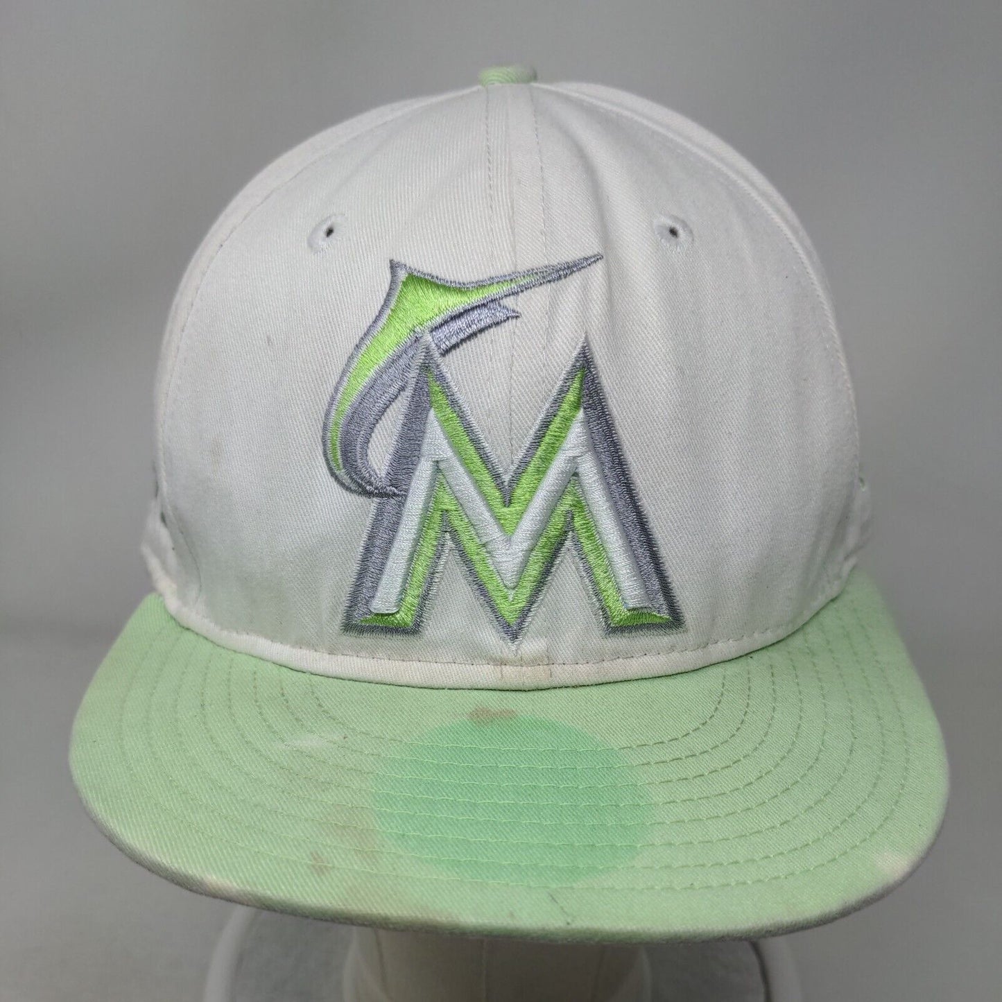 Florida Marlins Snapback Hat White Green New Era 9Fifty Size M/L Embroidered MLB