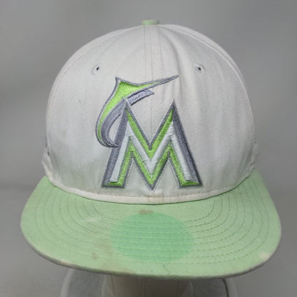 Florida Marlins Snapback Hat White Green New Era 9Fifty Size M/L Embroidered MLB