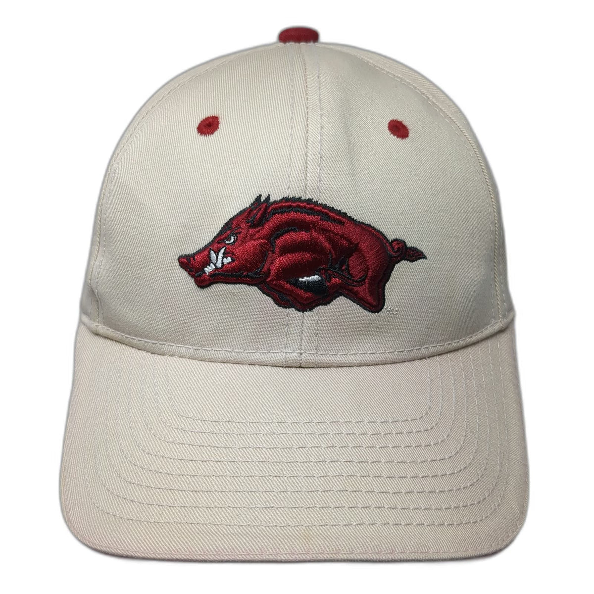 Arkansas Razorbacks NCAA Tailgate Gear Hat Beige Red One Size Strapback Hog Logo