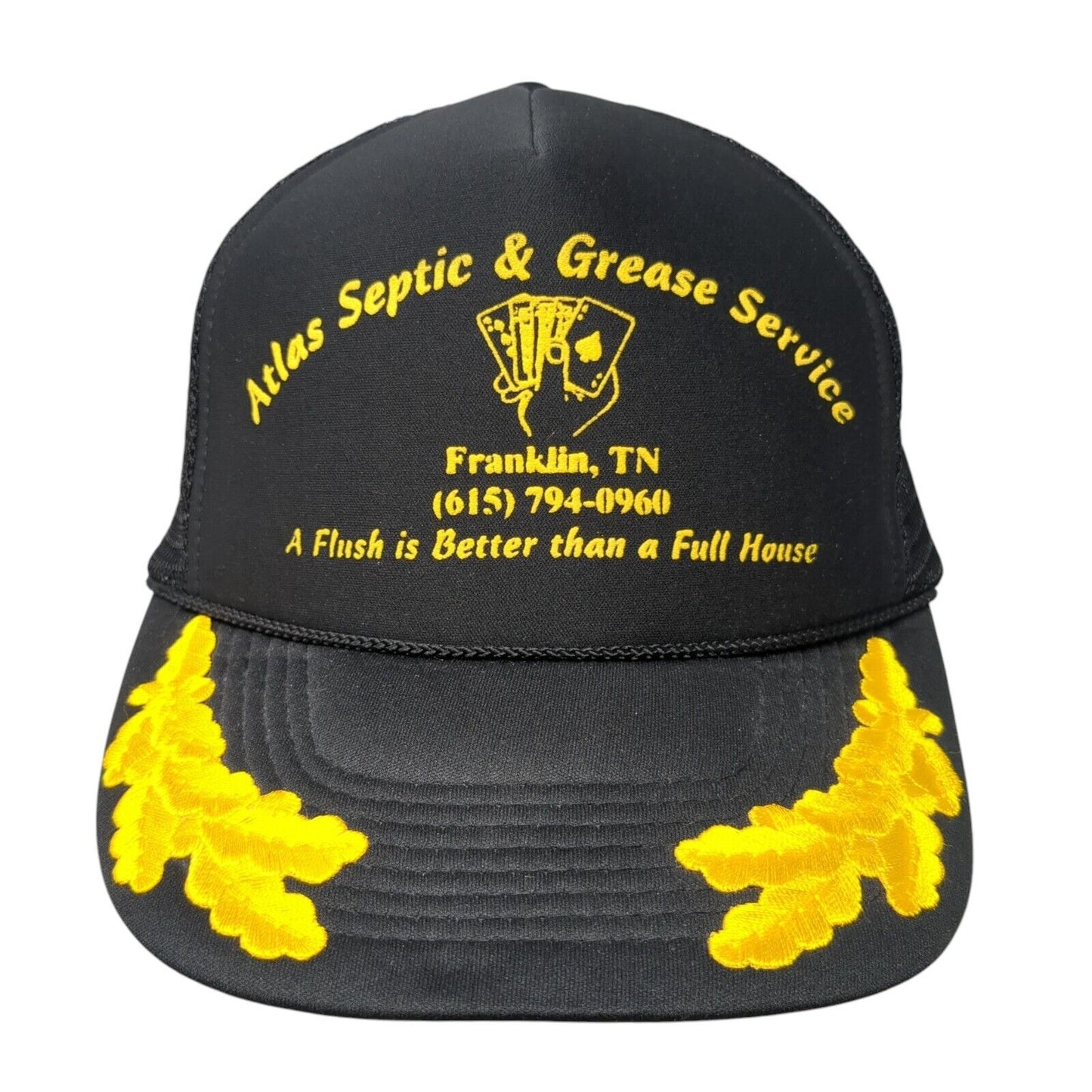 Atlas Septic & Grease Service Franklin TN Snapback Trucker Hat Black OS Rope