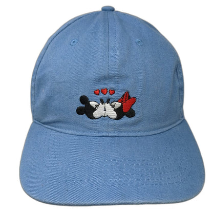 Disney Blue One Size Baseball Cap Mickey Minnie Mouse Kissing Hearts Strap Hat