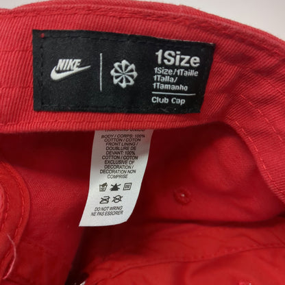 Nike Baseball Cap Red One Size Adjustable Slideback Embroidered Swoosh Logo Hat