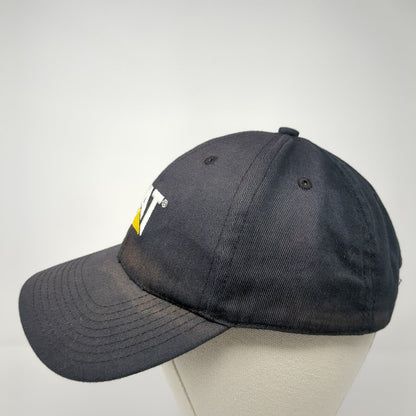 CAT Slideback Hat Black One Size Adjustable Embroidered Vented Holes 6 Panel