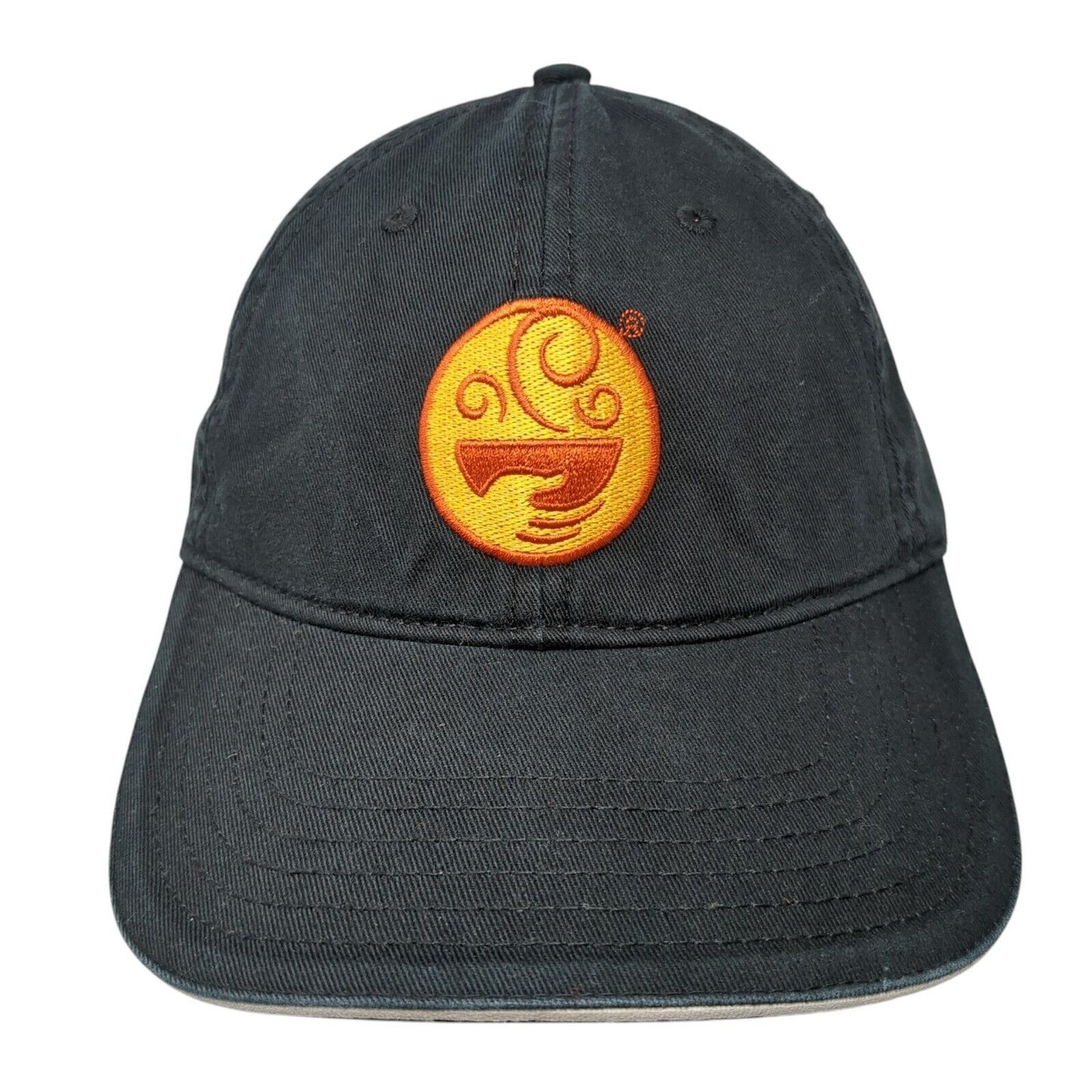 Otto Strapback Hat Black One Size Adjustable Embroidered Vented Holes 6 Panel