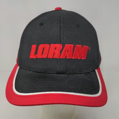 Loram Railroad Maintenance Men's Slideback Hat Black Red Embroidered Logo