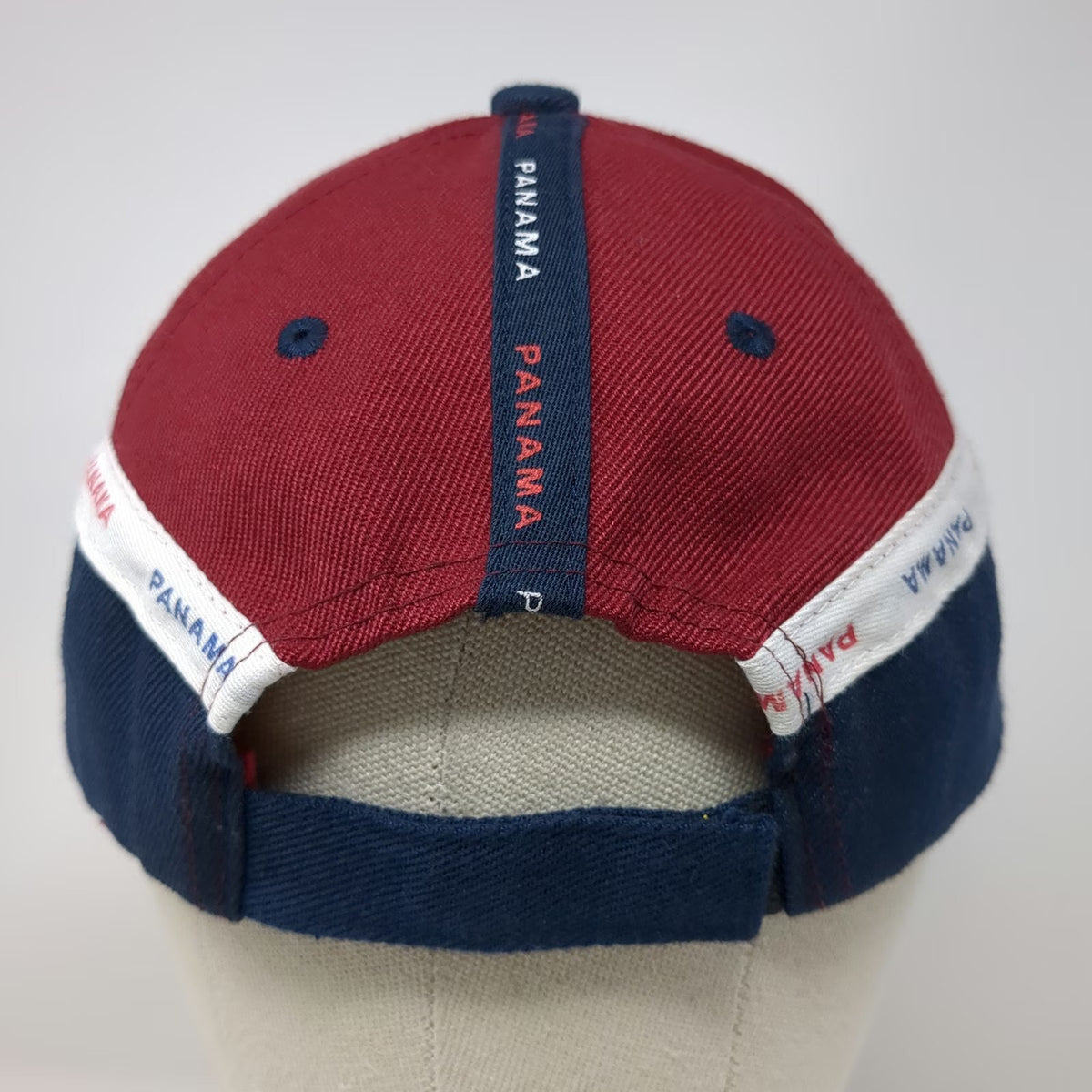 Mega Sport Panama Baseball Cap Red Blue White One Size Ribbon Tape Strapback Hat
