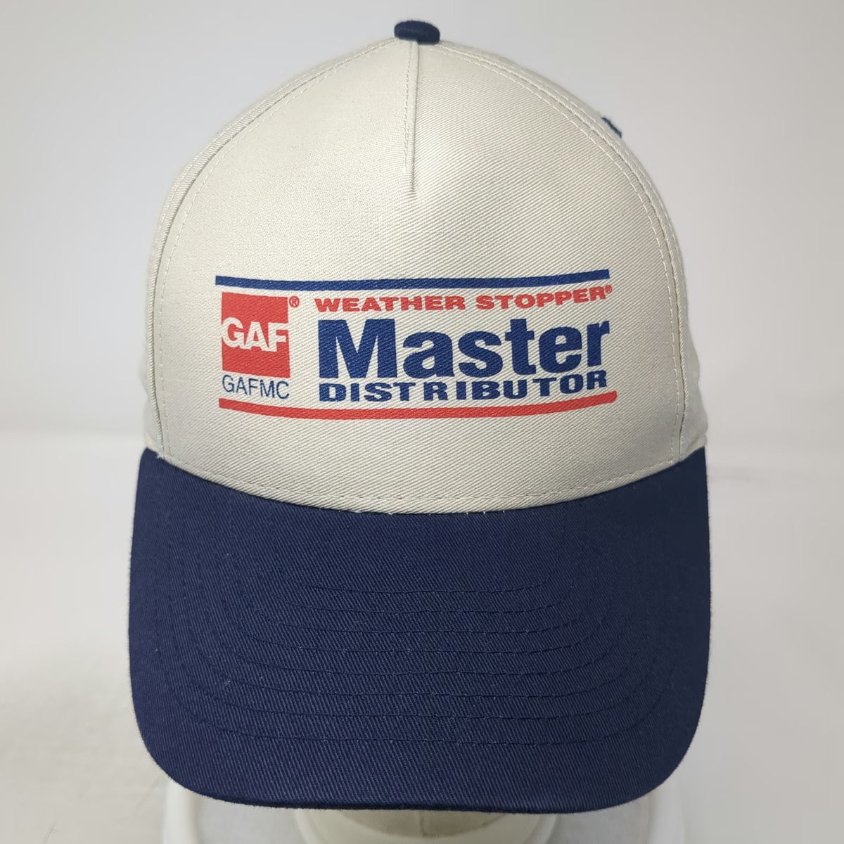 GAF 5 Panel Beige One Size Hat Snapback Weather Stopper Master Distributor Logo