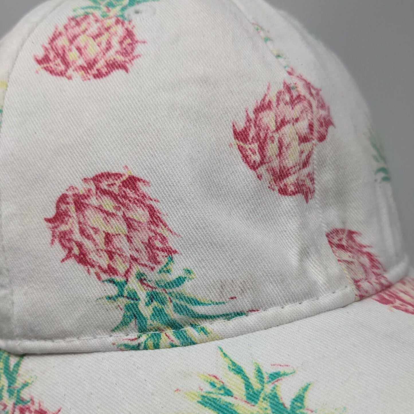 Pineapple AOP Strapback Hat Multicolor OSFM Adjustable Vent Holes