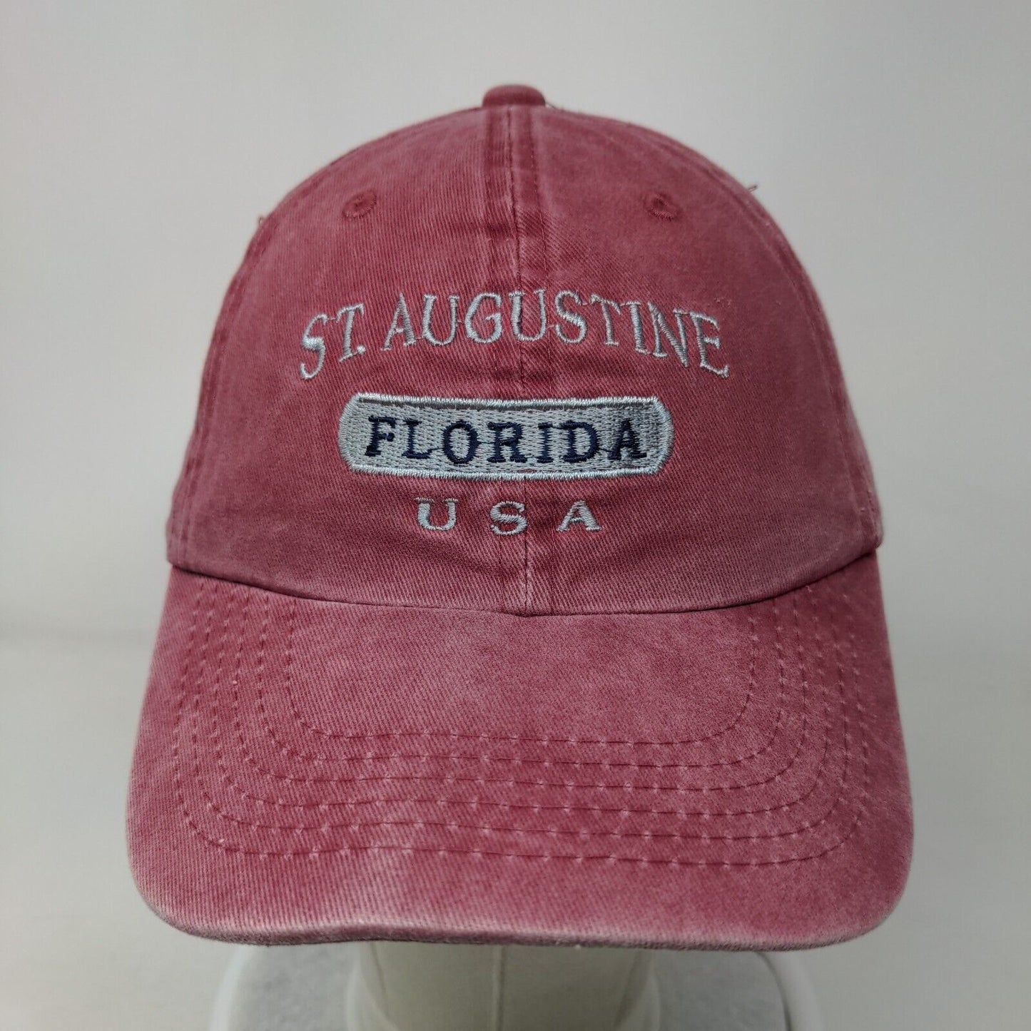 St. Augustine Florida USA Slideback Hat Red One Size Embroidered Sunkiss Kap