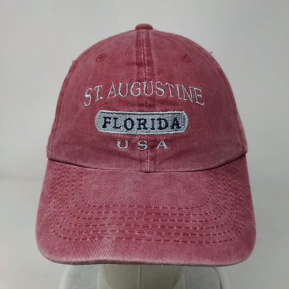 St. Augustine Florida USA Slideback Hat Red One Size Embroidered Sunkiss Kap