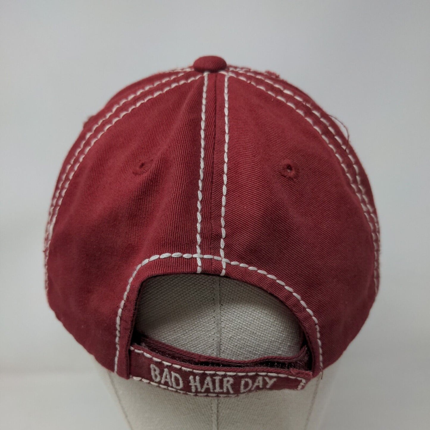 Bad Hair Day Strapback Hat Red One Size Distressed KB ETHOS Vintage