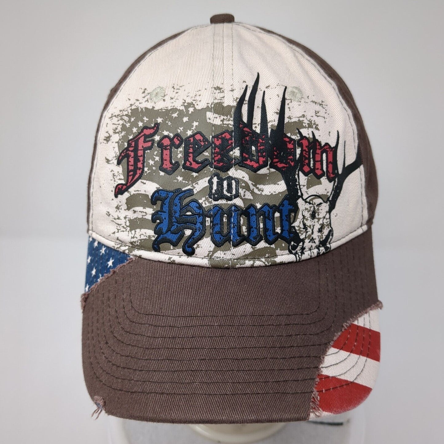 Freedom To Hunt Legendary Strapback Hat Brown OSFM Outdoor Cap 6 Panel