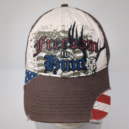 Freedom To Hunt Legendary Strapback Hat Brown OSFM Outdoor Cap 6 Panel