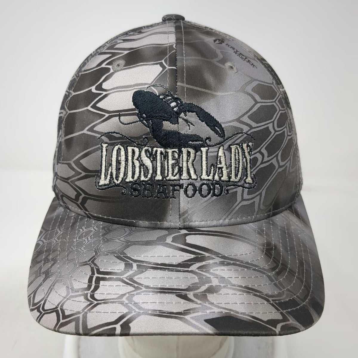 Flexfit Baseball Cap Gray Kryptek Camo Lobster Lady Seafood FL One Size Hat Raid