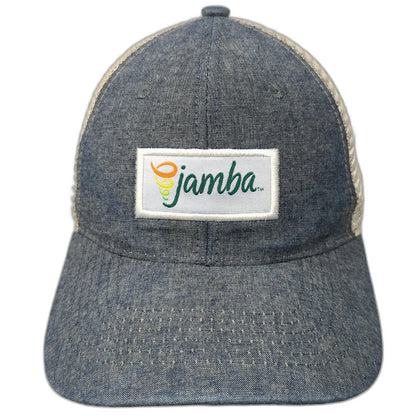 The Icebox Trucker Hat Blue One Size Jamba Denim Mesh Back Snapback Logo Hat