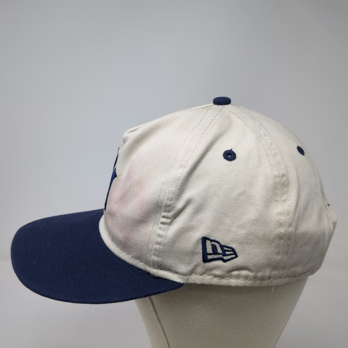 New Era 5 Panel White Blue One Size NY Yankees MLB Snapback Hat Flat Brim Cotton