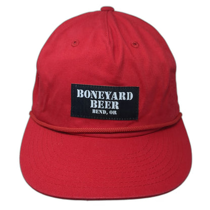 Boneyard Beer 5 Panel Red One Size Snapback Hat Rope Detail Bend Oregon Patch