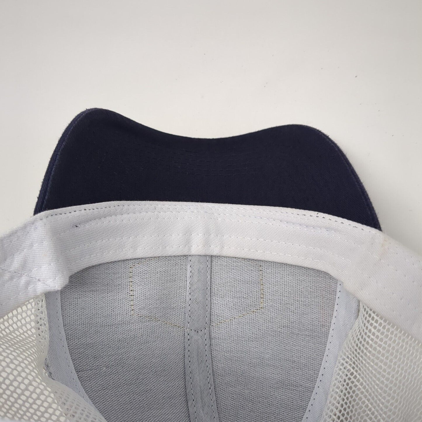 Leather Patch Snapback Mesh Back Trucker Hat Blue One Size Colorblock