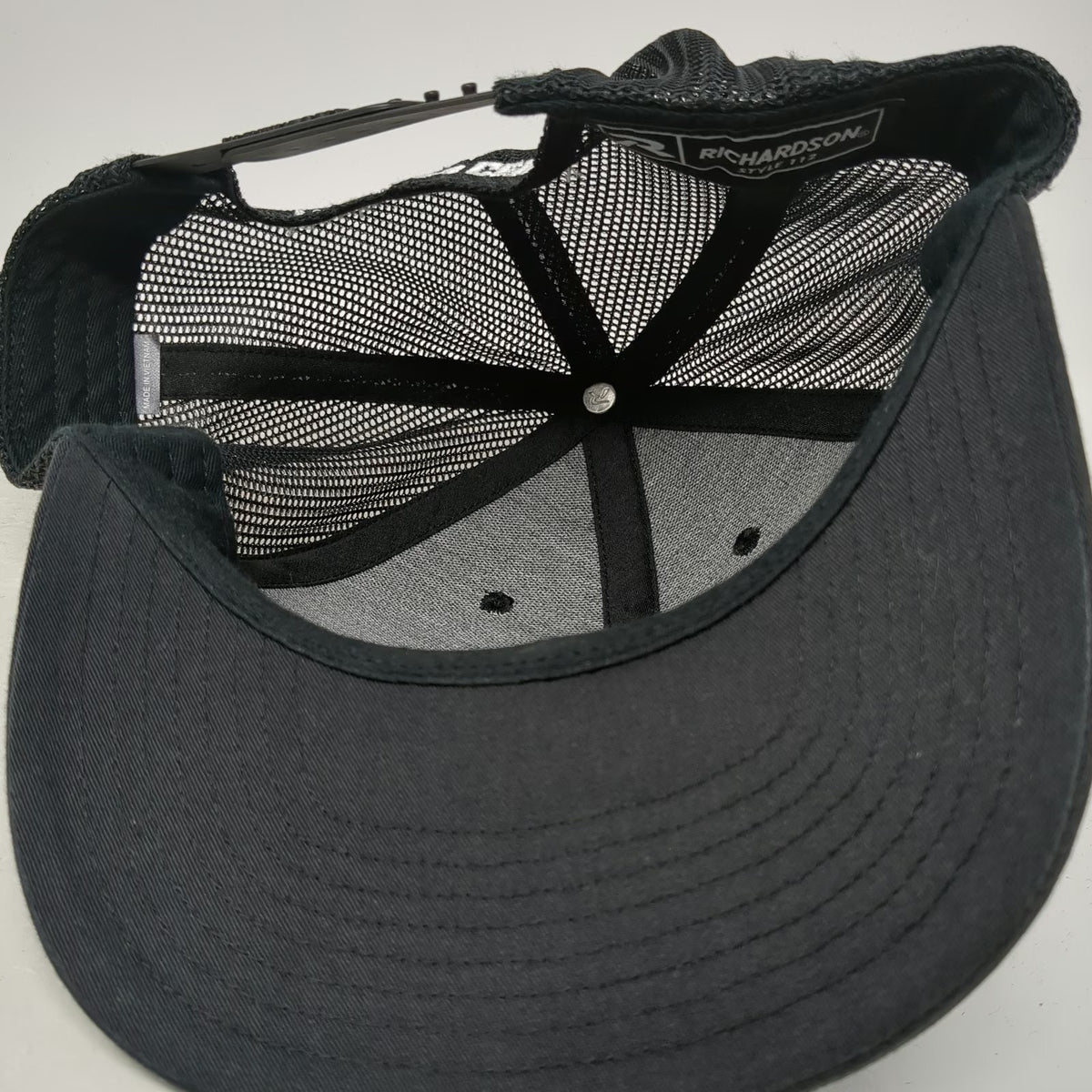 Richardson Trucker Hat Black One Size Mesh Back Snapback Blackhat KC Data Center