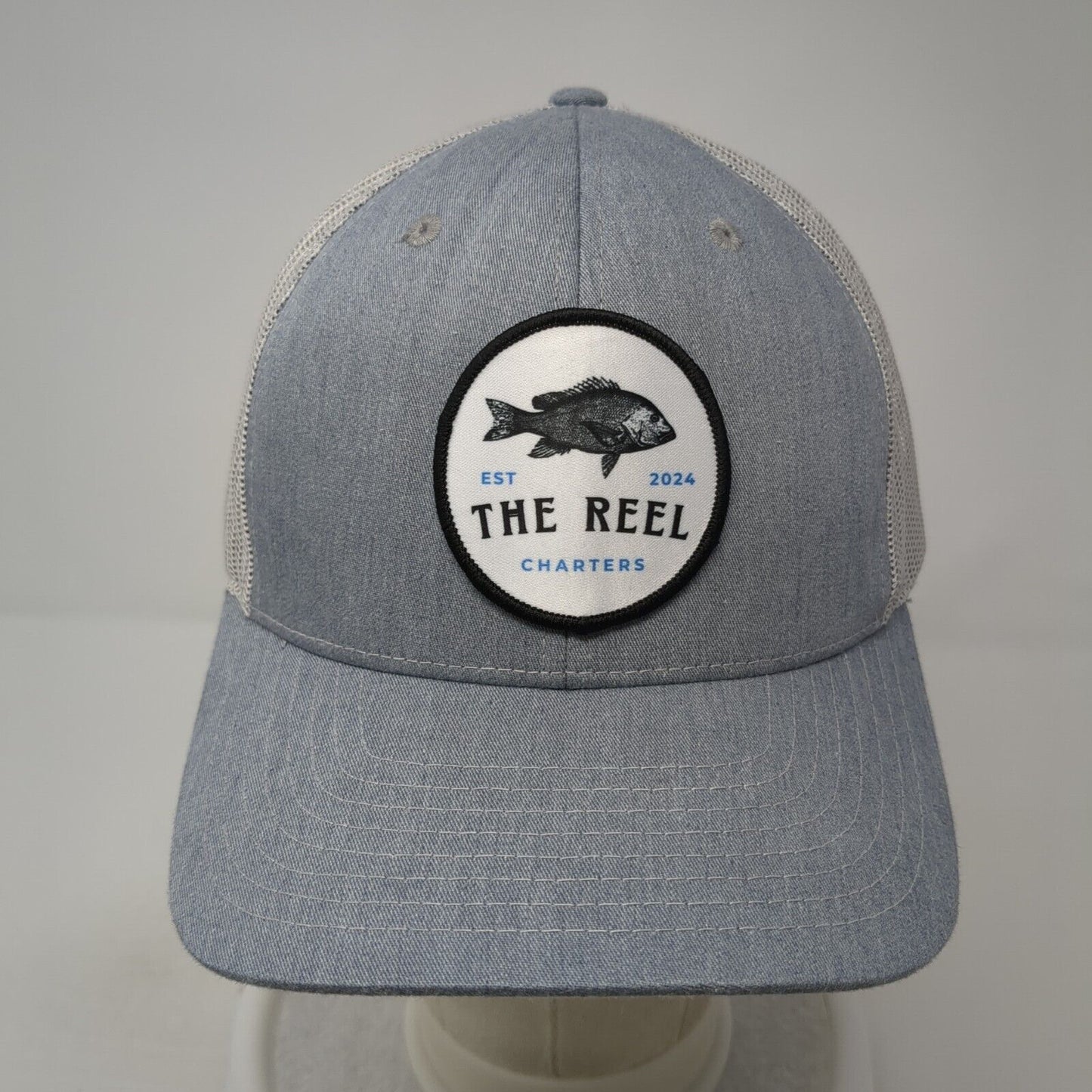The Reel Charters Est 2024 Trucker Hat Gray One Size Adjustable Mesh Richardson