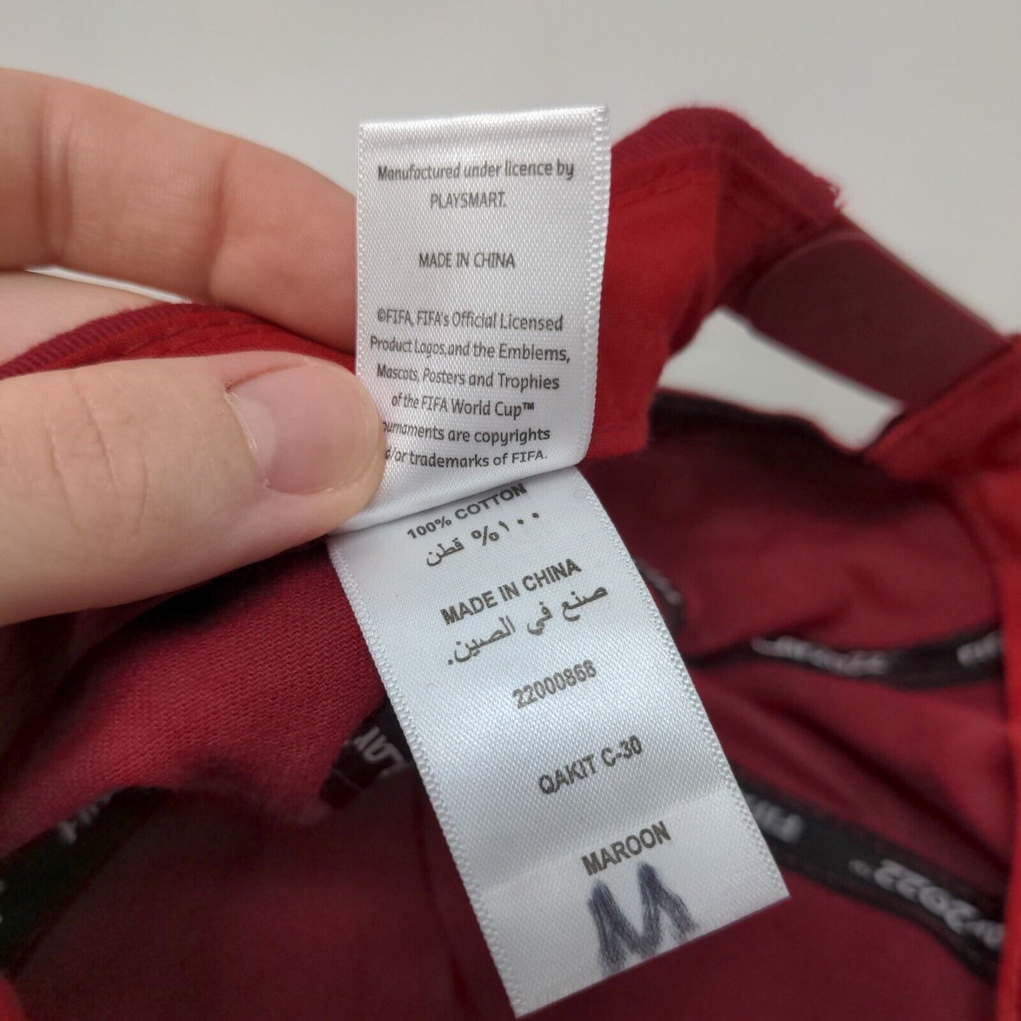 FIFA World Cup Qatar 2022 Snapback Hat Red Size 58 CM Graphic Logo Adjustable