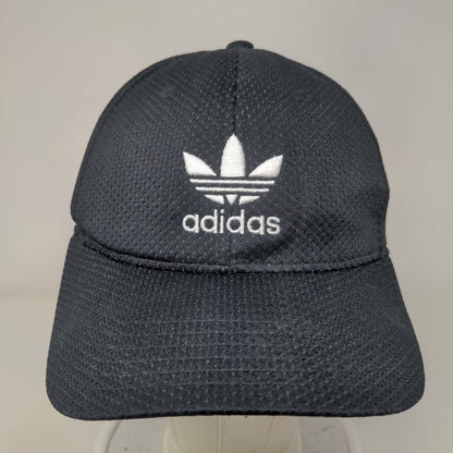 Adidas Fitted Hat Black S/M Breathable Embroidered Vented Holes A-Flex 6 Panel