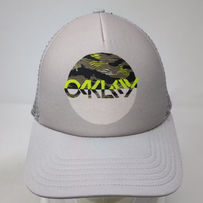 Oakley Gray Trucker Hat One Size Mesh Snapback Camo Graphic Logo Adjustable