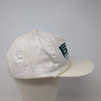 Troy State Bank Snapback Hat White One Size Adjustable Vented Holes Rope