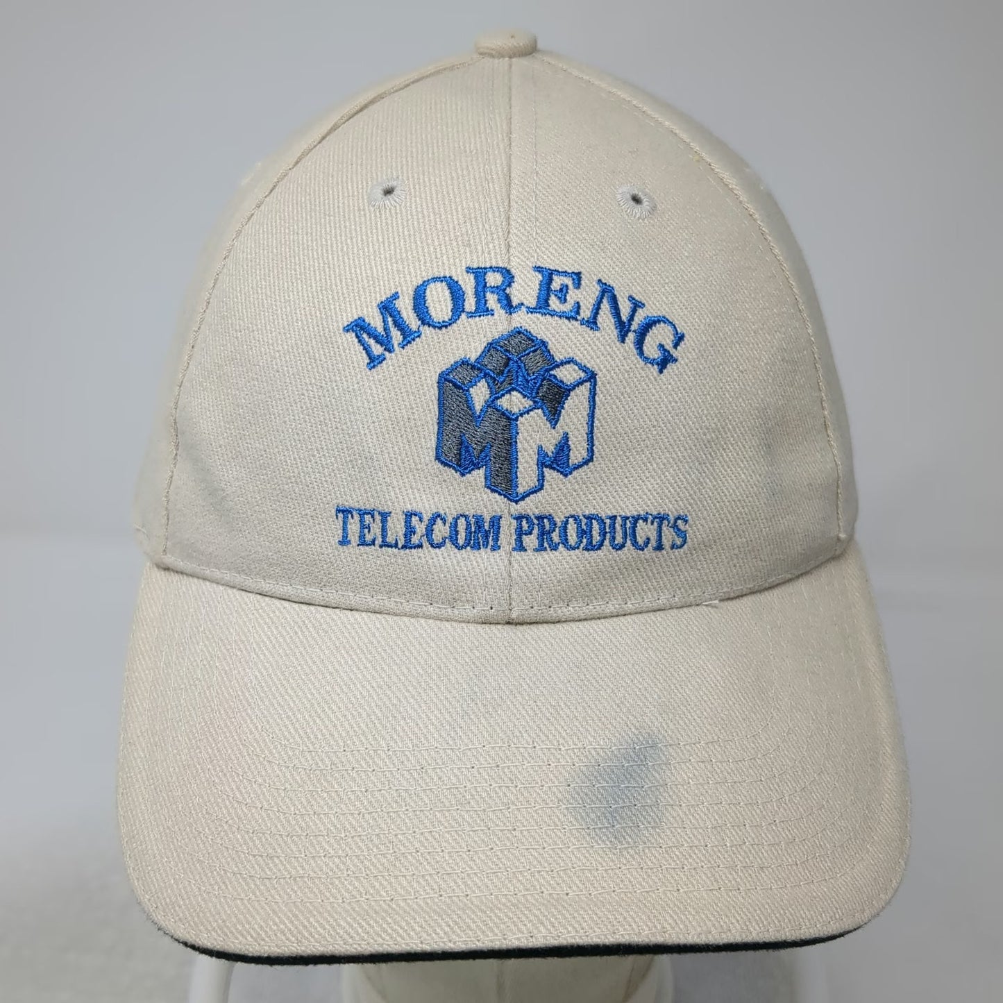Moreng Telecom Products Hat Beige Blue Gray Baseball Cap One Size Slideback Logo