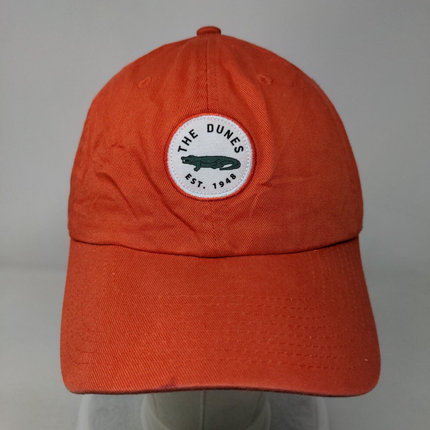 The Dunes Est. 1948 Slideback Hat Orange One Size Classic Cut Patch Logo Ahead