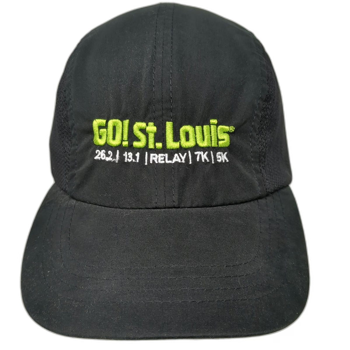 B.A. Sports Baseball Cap Black One Size GO! St. Louis Marathon Run Mesh Sides