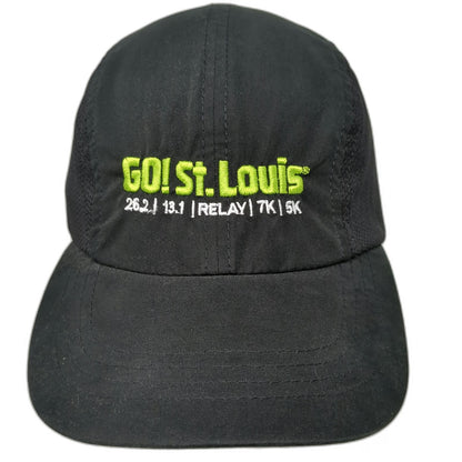 B.A. Sports Baseball Cap Black One Size GO! St. Louis Marathon Run Mesh Sides
