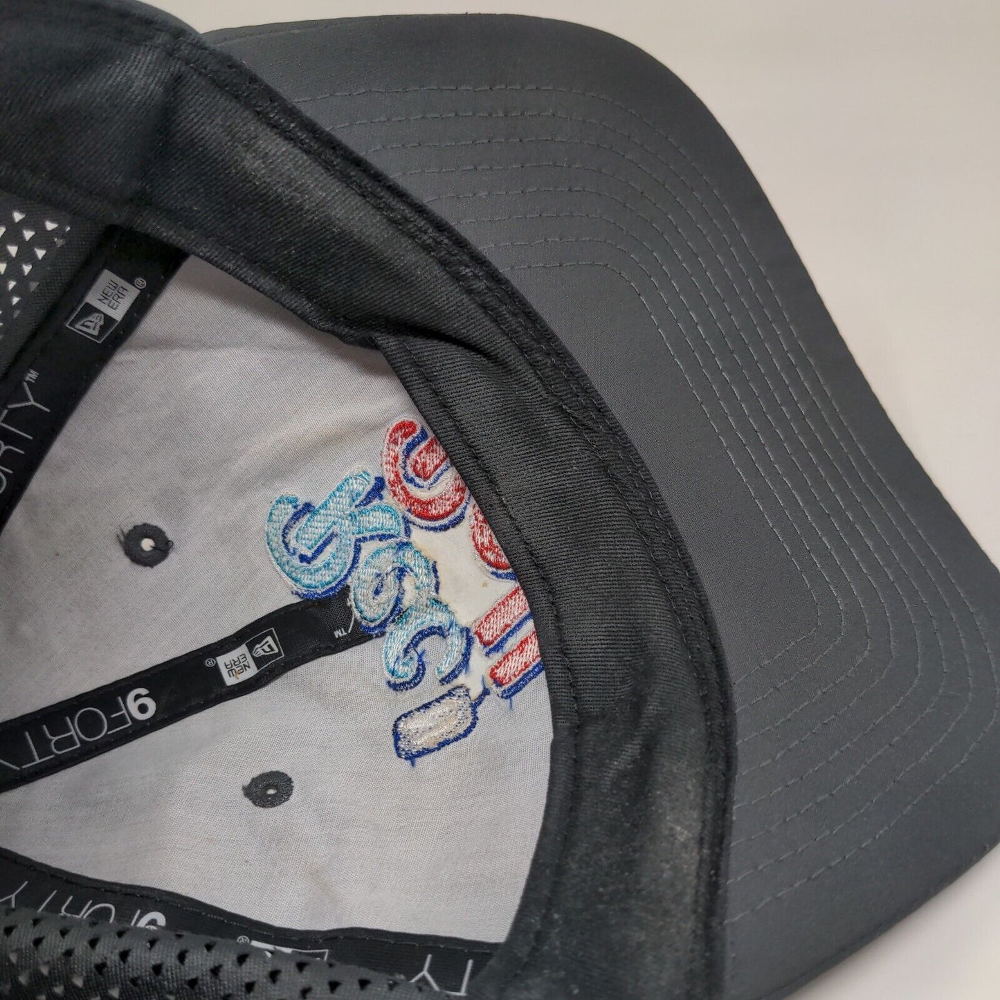 Rec N Roll Strapback Hat Gray OSFM Embroidered Laser Cut New Era 9Forty