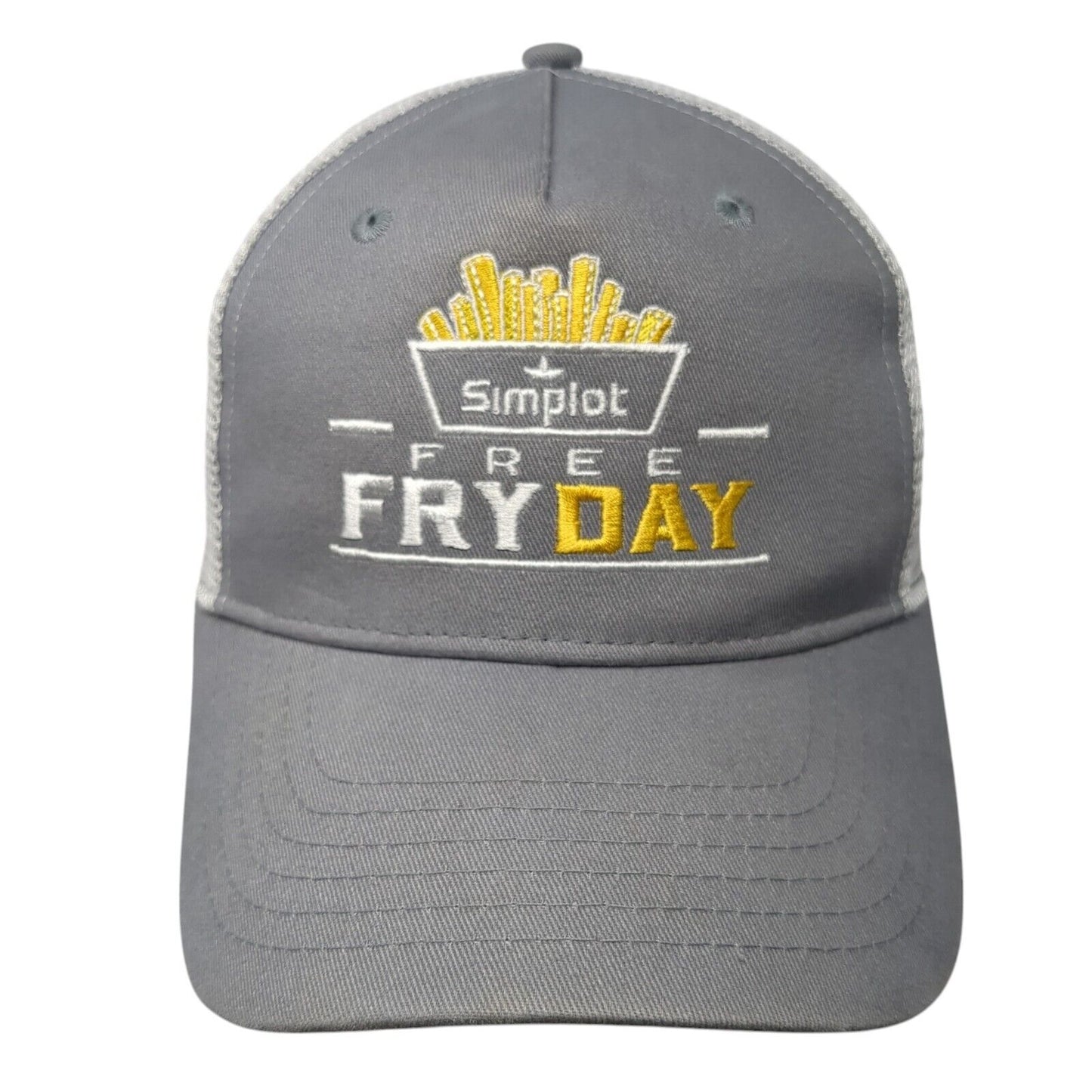 Simplot Free Fry Day Snapback Trucker Hat Gray OS Adjustable Mesh Quake City Cap