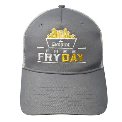 Simplot Free Fry Day Snapback Trucker Hat Gray OS Adjustable Mesh Quake City Cap