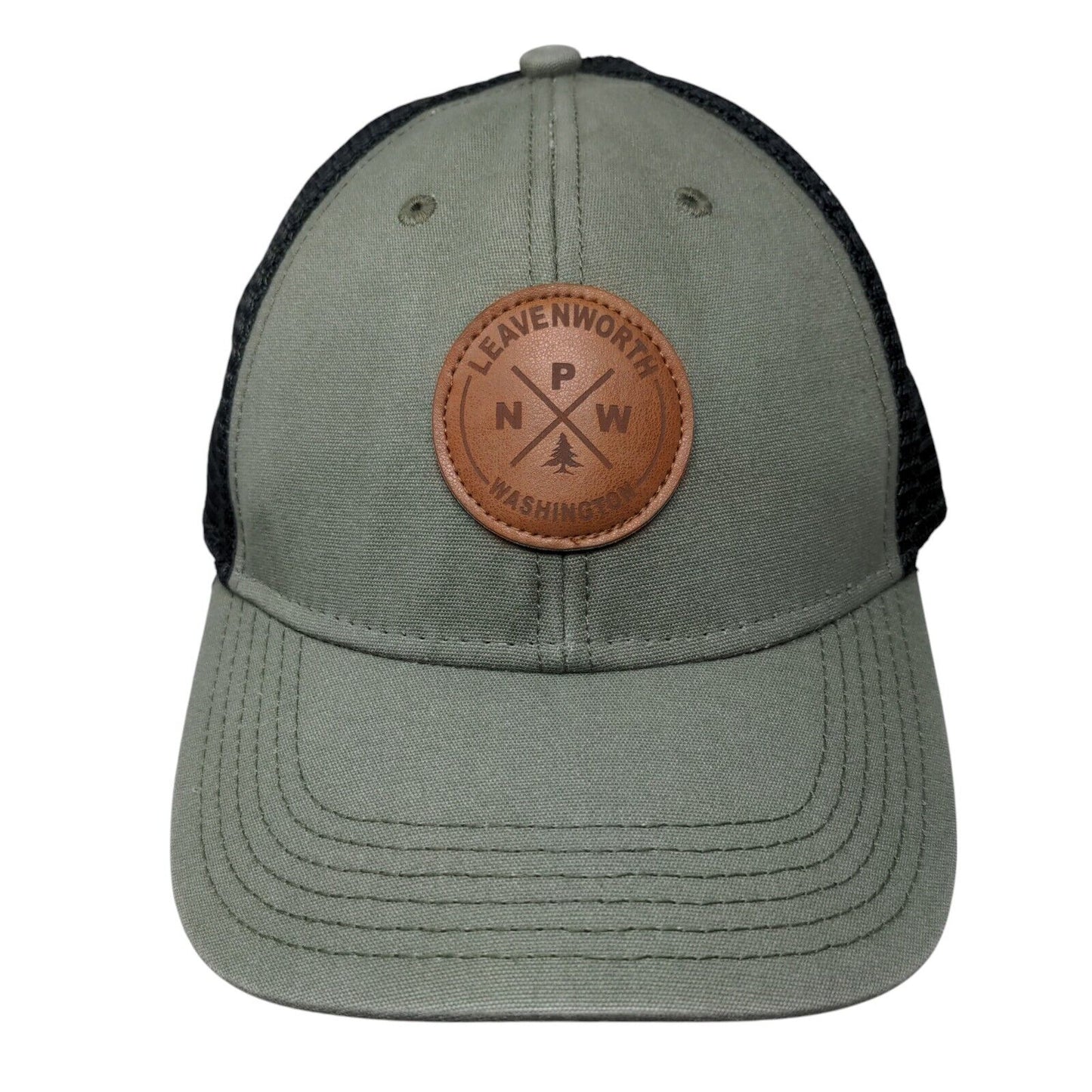 Leavenworth Washington Snapback Trucker Hat Multi One Size Leather Patch