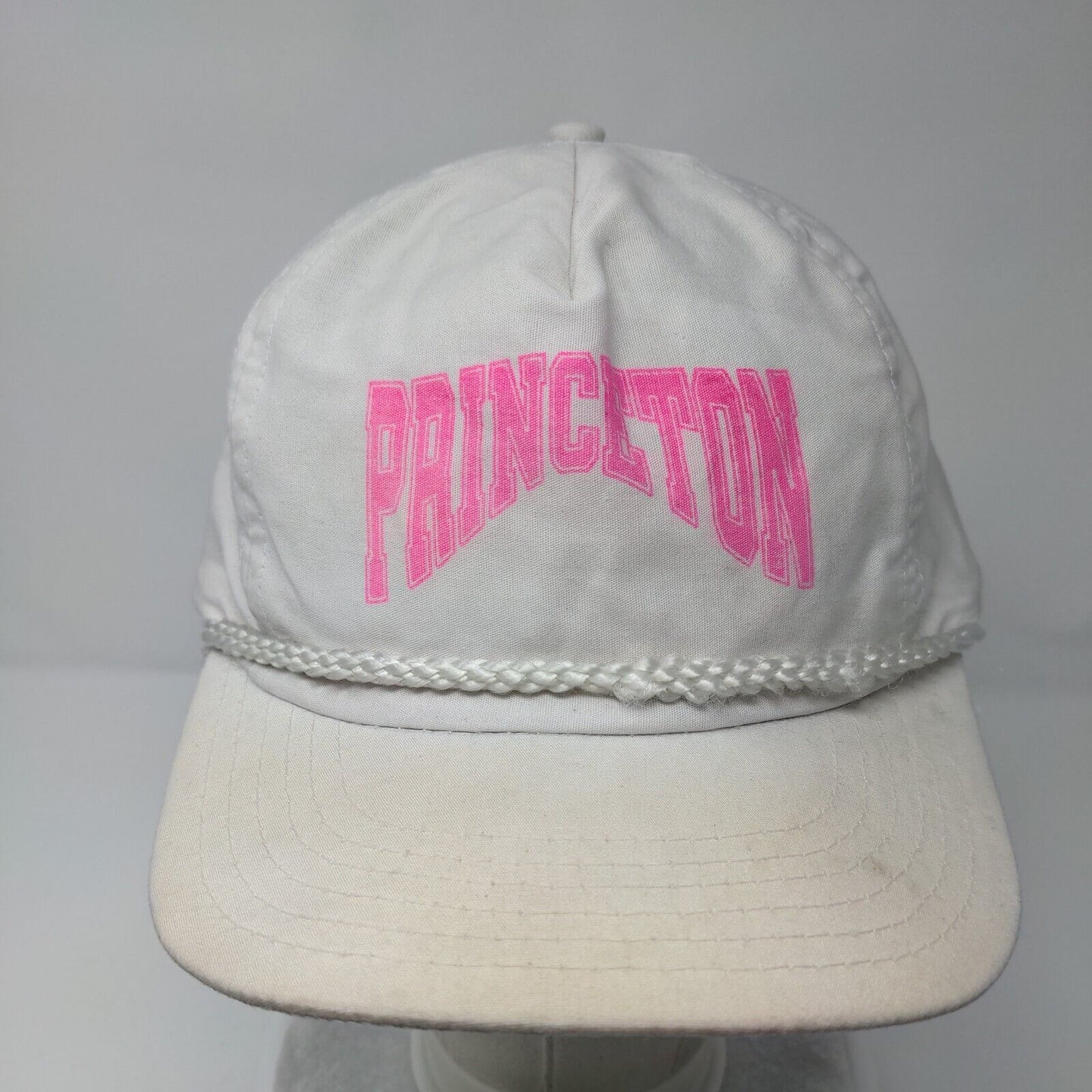 Princeton Snapback Hat White OSFA Adjustable Vented Holes 6 Panel Rope