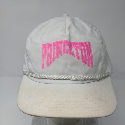 Princeton Snapback Hat White OSFA Adjustable Vented Holes 6 Panel Rope