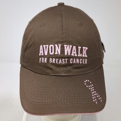 Avon Baseball Cap Brown One Size Breast Cancer Awareness Ribbon Enamel Pin Hat