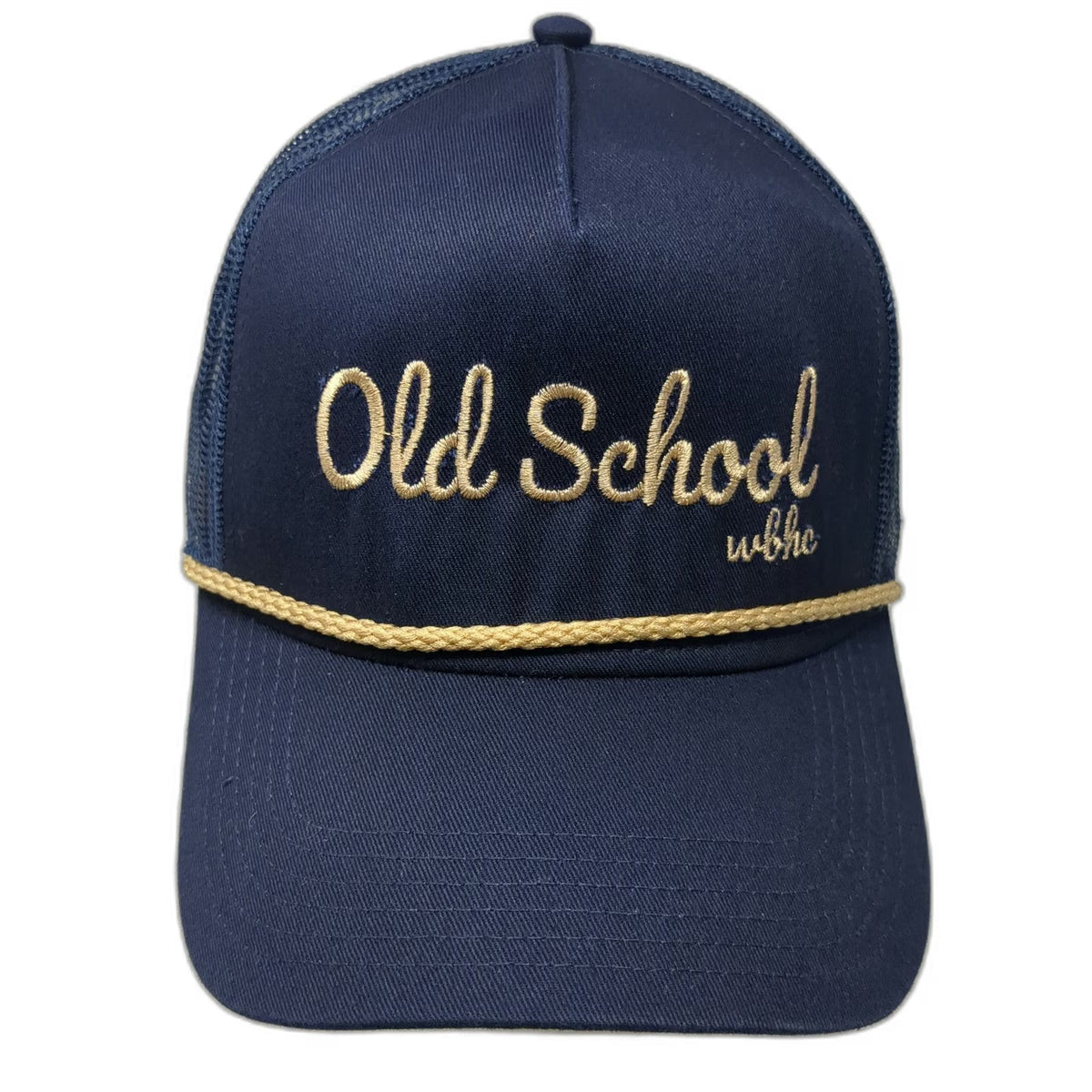 Otto Trucker Hat Blue Gold One Size Old School Embroidery Rope Mesh Back Cap