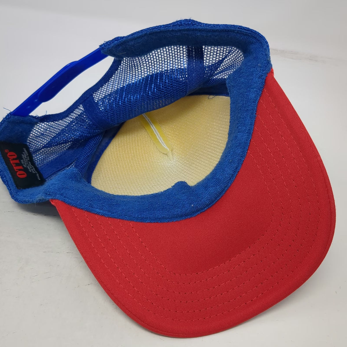 Otto Trucker Hat White Red Blue OSFM Belmont Shore Dogz Hot Dog Shot Snapback