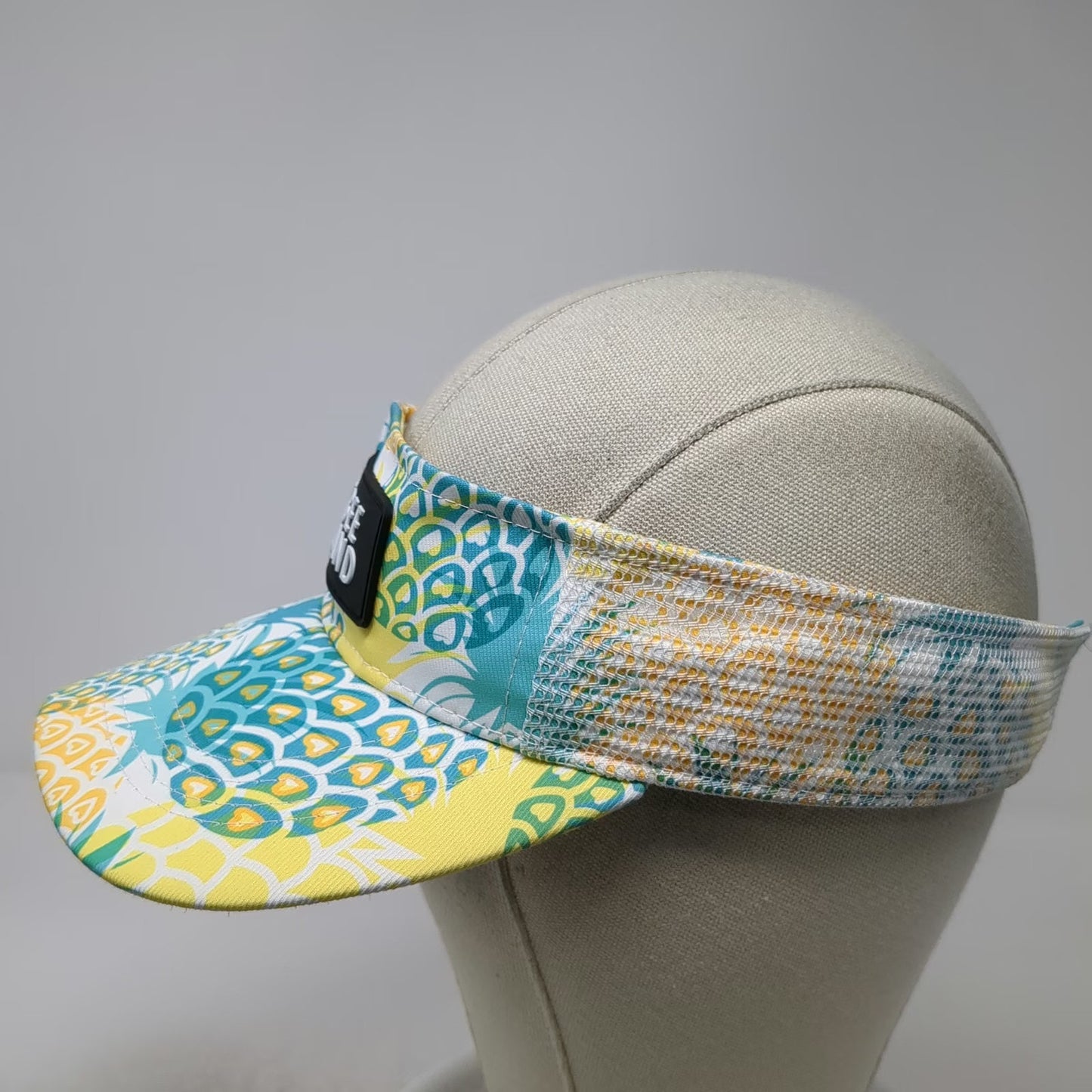 Lucky 7 Visor Blue White Yellow OS Pineapple Pattern Tybee Island Patch Hat